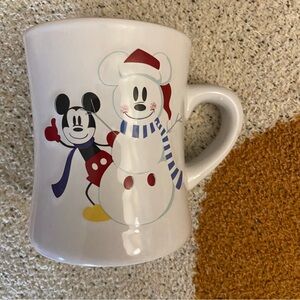 Disney Mickey Mouse & Snowman Winter Snowflakes MUG  ceramic coffee mug 4.5"H